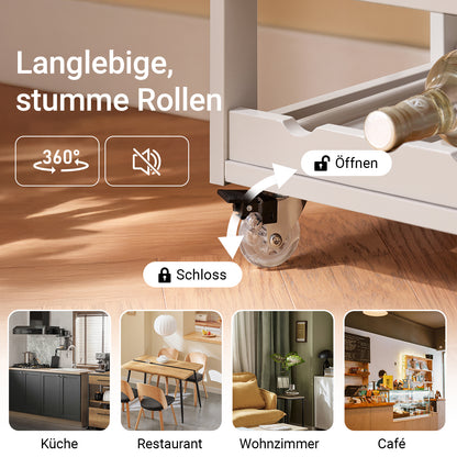 SoBuy | Servierwagen | mit Flaschenablagen Küchenwagen | Khaki | 67x86x38cm | FKW45-KA