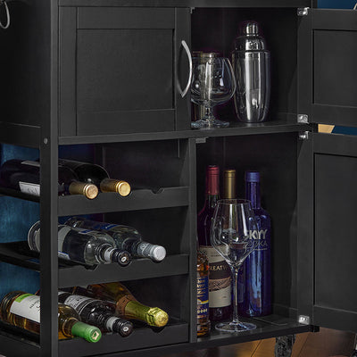 SoBuy Carrello da Cucina con Portabottiglie Nero 67x87x38cm FKW45-SCH