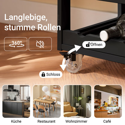 Chariot de service SoBuy avec étagères à bouteilles, chariot de cuisine noir 67 x 87 x 38 cm FKW45-SCH 