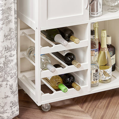 SoBuy Chariot de service avec casiers à bouteilles Desserte de cuisine Blanc 67x86x38cm FKW45-WN