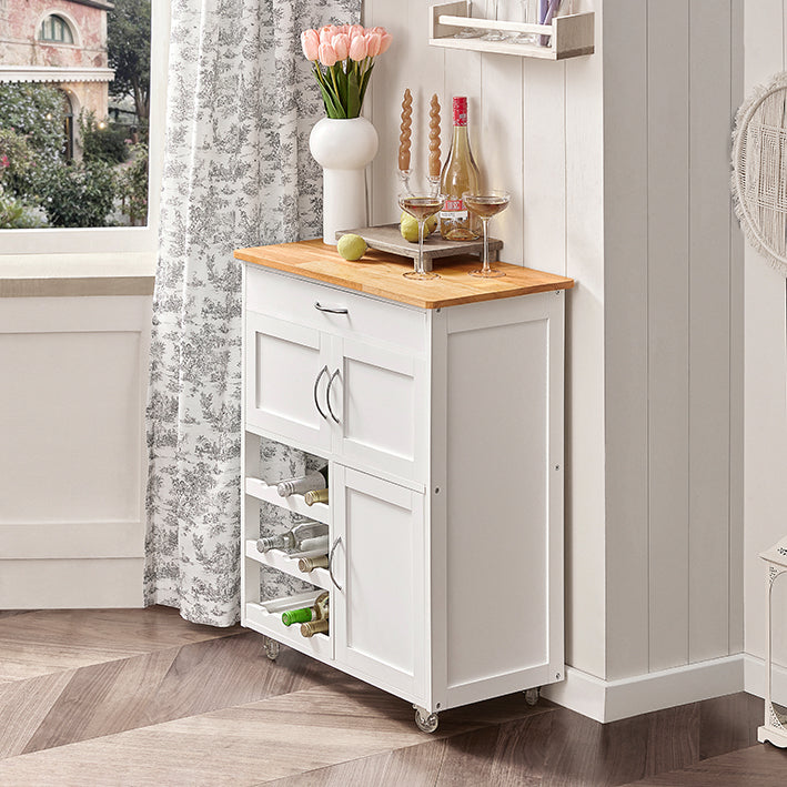 SoBuy Chariot de service avec casiers à bouteilles Desserte de cuisine Blanc 67x86x38cm FKW45-WN