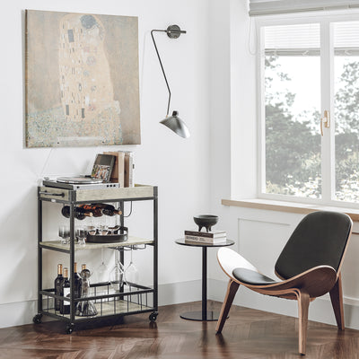 SoBuy | Servierwagen mit abnehmbarem Tablett | Küchenwagen Beton hellgrau | FKW56-HG