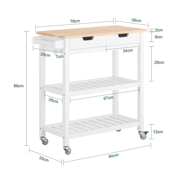 SoBuy | Carrello da cucina | Credenza | Carrello di servizio Bianco | FKW68-WN