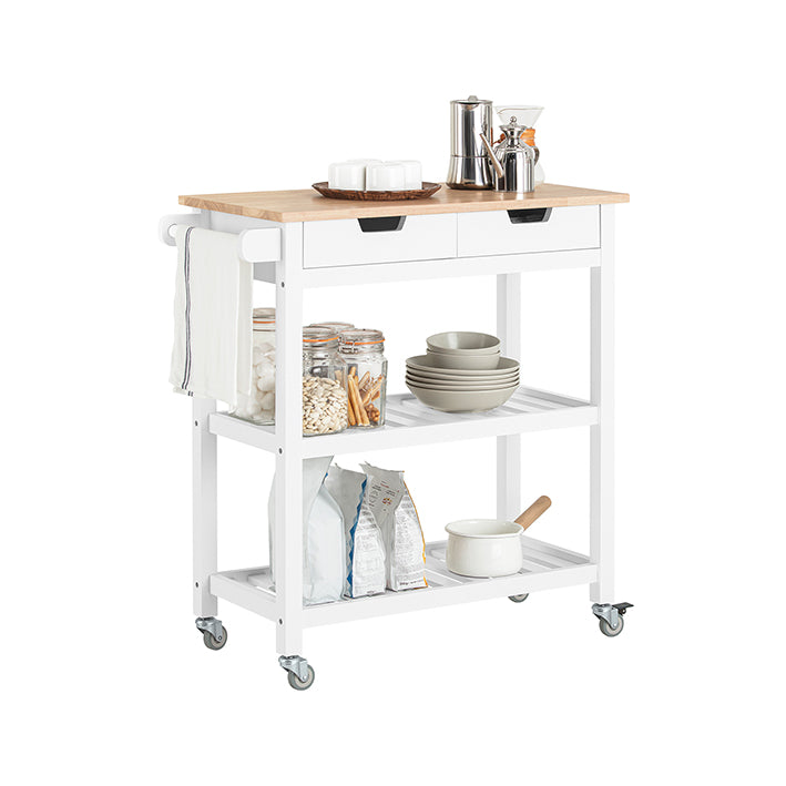 SoBuy | Carrello da cucina | Credenza | Carrello di servizio Bianco | FKW68-WN