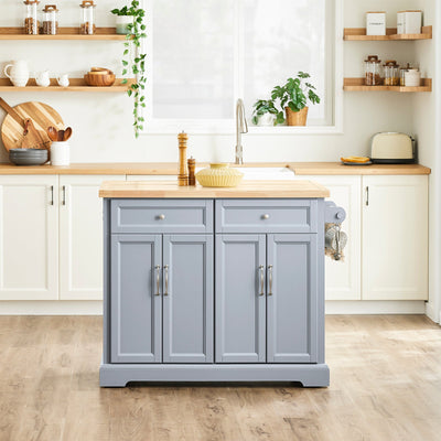 SoBuy | Isola da Cucina | Carrello da Cucina con Piano di Lavoro Estensibile | Armadietto da Cucina | FKW71-II-HG