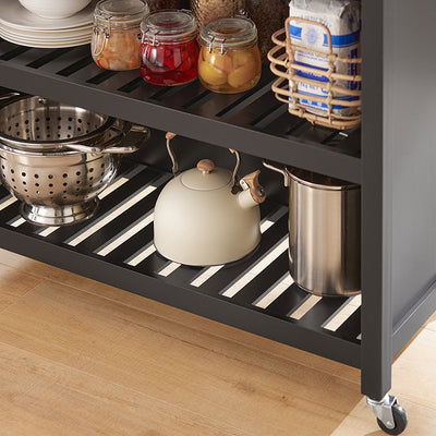 SoBuy | Îlot de cuisine | Meuble de cuisine | Desserte de cuisine | Noir-Naturel | FKW74-SCH