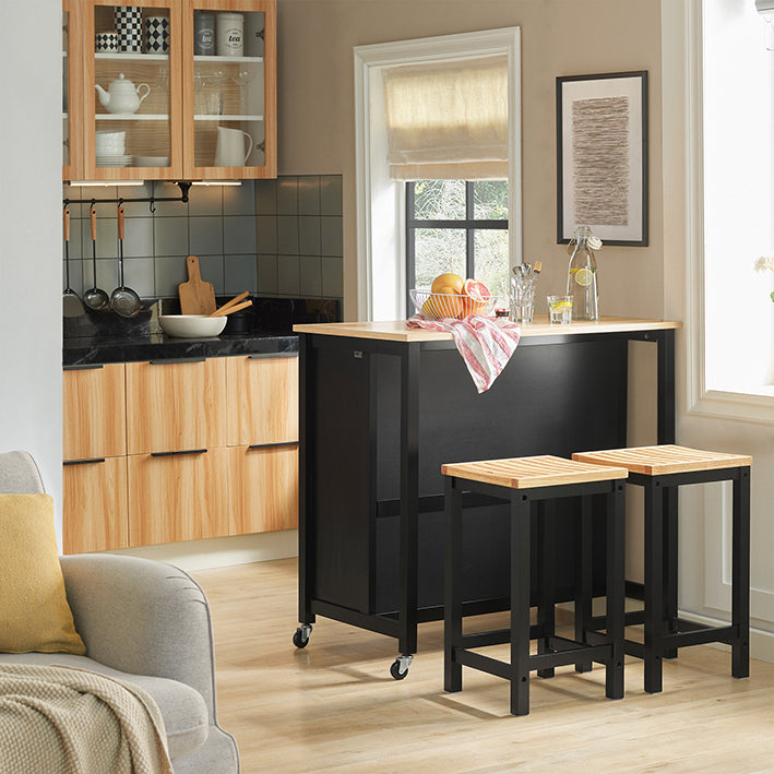 SoBuy | Isola da cucina | Credenza da cucina | Carrello da cucina | Nero-Naturale | FKW74-SCH