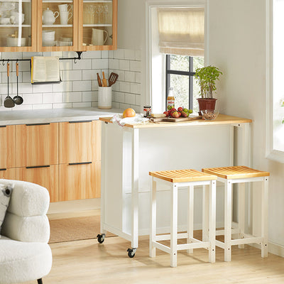 SoBuy | Îlot de cuisine | Meuble de cuisine | Desserte de cuisine | Blanc-Naturel | FKW74-WN