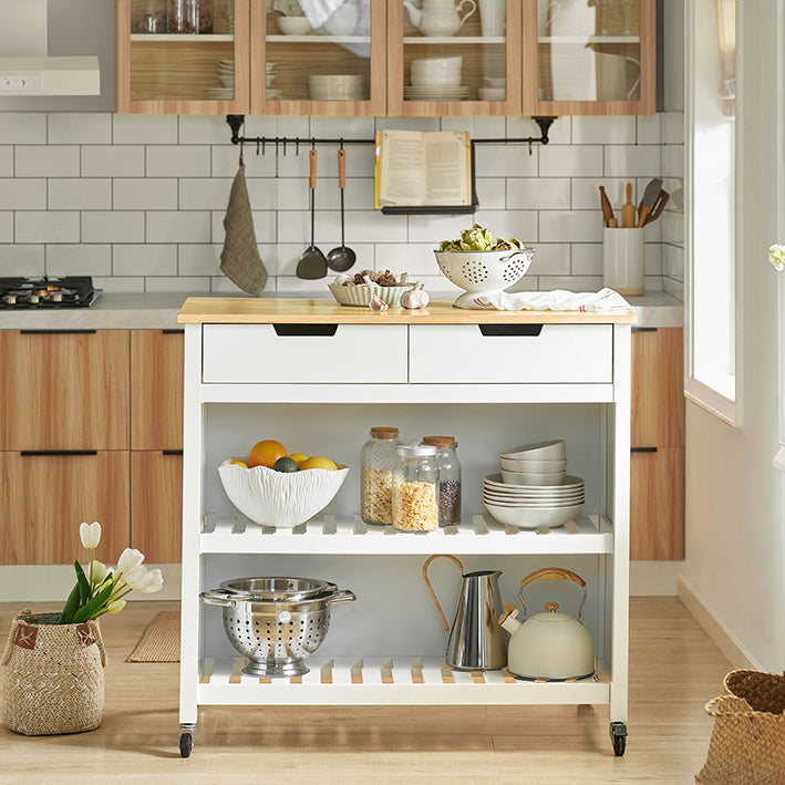 SoBuy | Isola da cucina | Credenza da cucina | Carrello da cucina | Bianco-Naturale | FKW74-WN