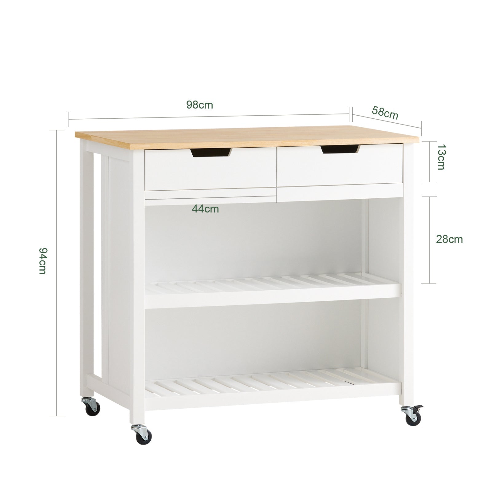 SoBuy | Isola da cucina | Credenza da cucina | Carrello da cucina | Bianco-Naturale | FKW74-WN