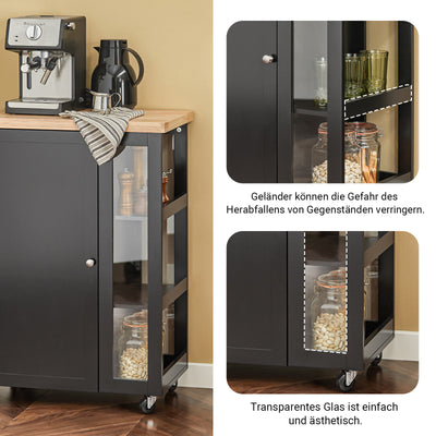 Prévente | SoBuy | Chariot de cuisine | Chariot de service | 3 étagères | Noir | 60 x 90 x 40 cm | FKW75-SCH