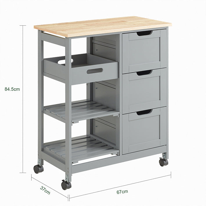 SoBuy Carrello da Cucina, Carrello di Servizio Per Cucina, Sala da Pranzo Grigio Chiaro 67x84,5x37cm FKW79-HG