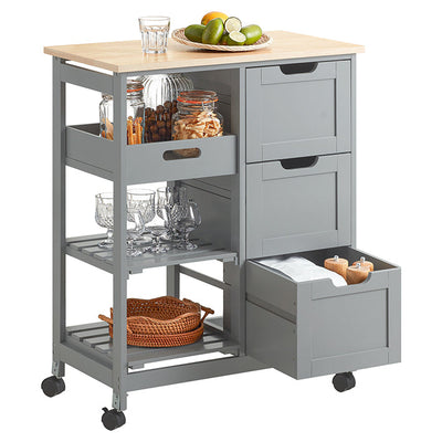 SoBuy Carrello da Cucina, Carrello di Servizio Per Cucina, Sala da Pranzo Grigio Chiaro 67x84,5x37cm FKW79-HG