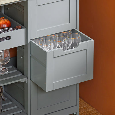 SoBuy Carrello da Cucina, Carrello di Servizio Per Cucina, Sala da Pranzo Grigio Chiaro 67x84,5x37cm FKW79-HG