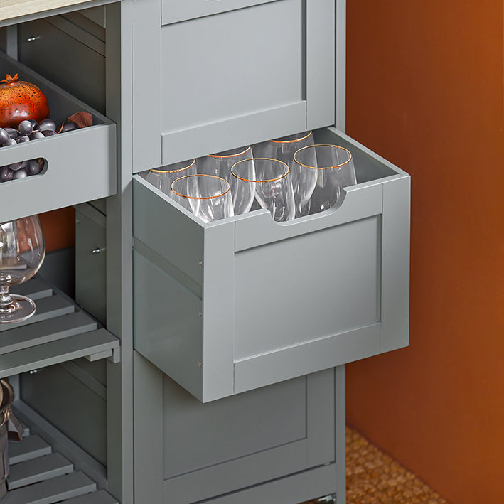 SoBuy Carrello da Cucina, Carrello di Servizio Per Cucina, Sala da Pranzo Grigio Chiaro 67x84,5x37cm FKW79-HG