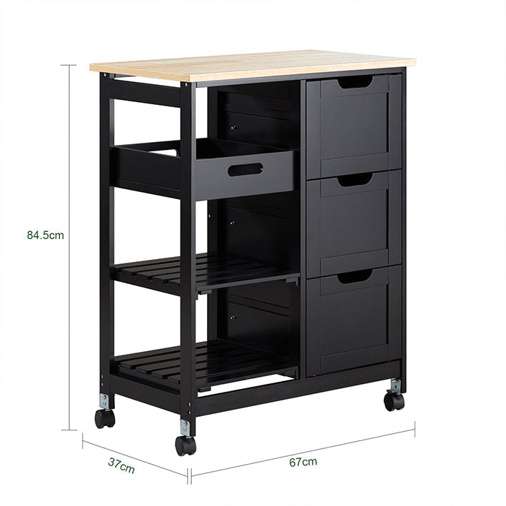 SoBuy Carrello da Cucina Carrello di Servizio per Cucina, Sala da Pranzo Nero 67x84,5x37cm FKW79-SCH