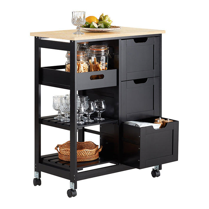 SoBuy Carrello da Cucina Carrello di Servizio per Cucina, Sala da Pranzo Nero 67x84,5x37cm FKW79-SCH