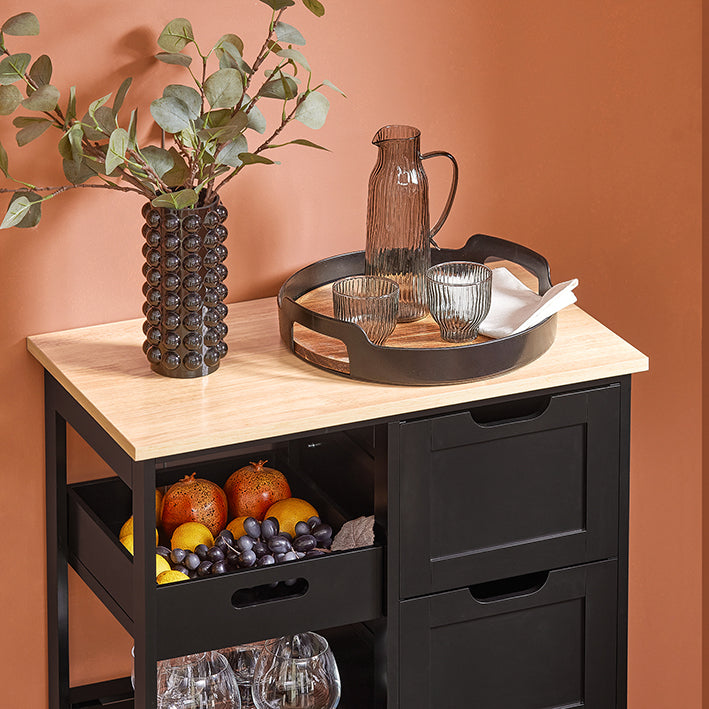 SoBuy Carrello da Cucina Carrello di Servizio per Cucina, Sala da Pranzo Nero 67x84,5x37cm FKW79-SCH