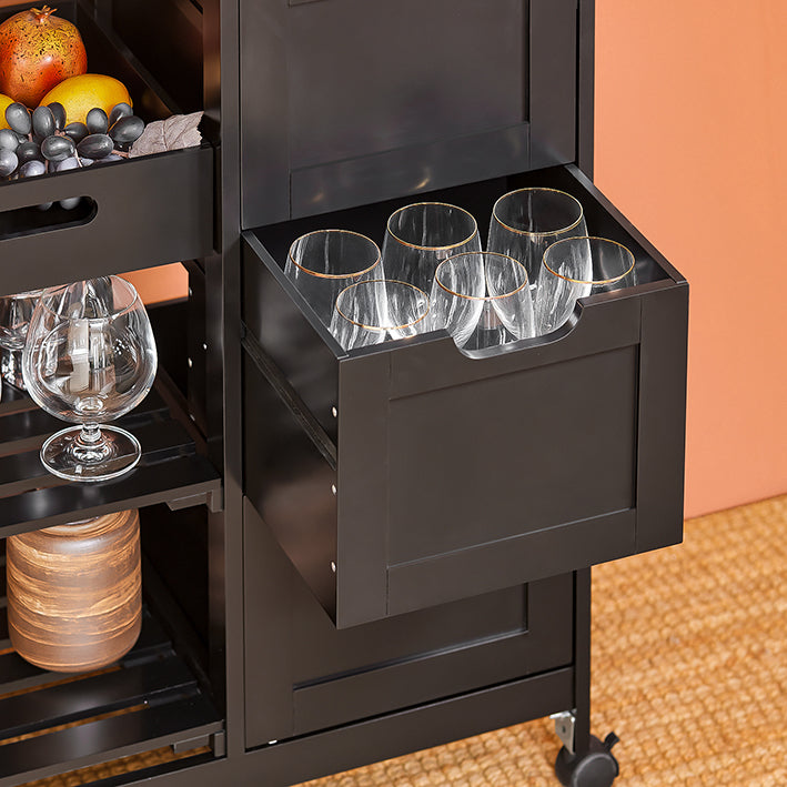 SoBuy Carrello da Cucina Carrello di Servizio per Cucina, Sala da Pranzo Nero 67x84,5x37cm FKW79-SCH