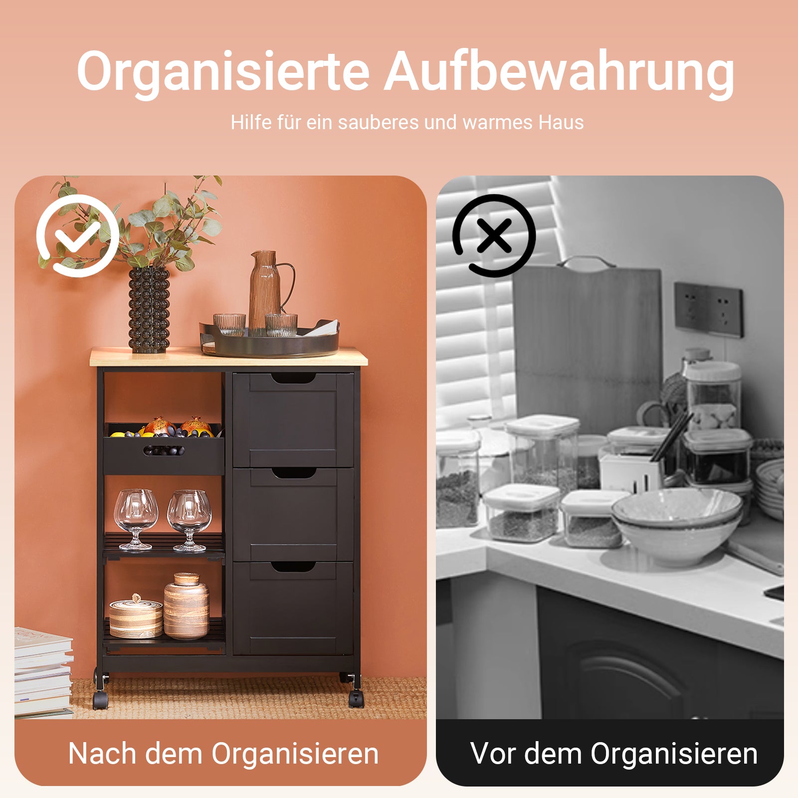 Chariot de cuisine SoBuy, desserte pour cuisine et salle à manger, noir, 67 x 84,5 x 37 cm, référence FKW79-SCH