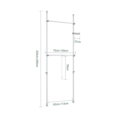 SoBuy | Asta Appendini Telescopica | Sistema Guardaroba | Sistema di Scaffalature | FRG109-II-HG