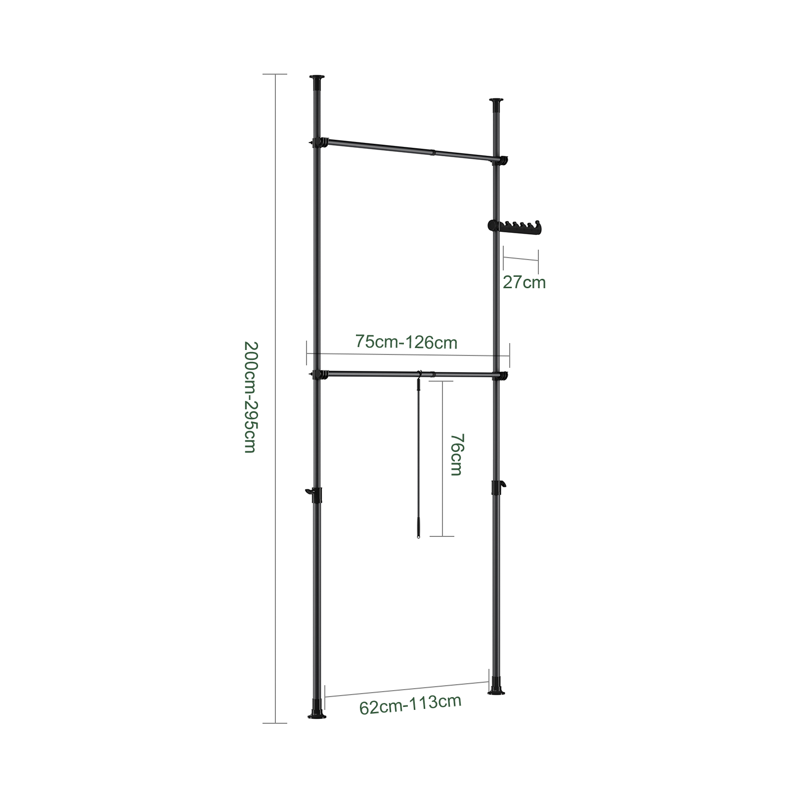 SoBuy | Tringle à vêtements télescopique | Système de penderie | Système d'étagères | Noir | FRG109-II-SCH 