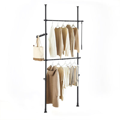 SoBuy | Asta Appendini Telescopica | Sistema Asta Appendiabiti | Sistema di Scaffalature | Nero | FRG109-II-SCH