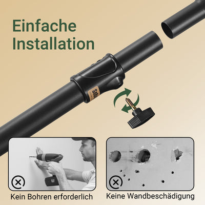 SoBuy | Asta Appendini Telescopica | Sistema Asta Appendiabiti | Sistema di Scaffalature | Nero | FRG109-II-SCH