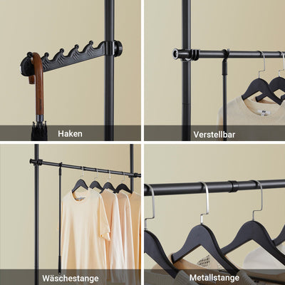 SoBuy | Asta Appendini Telescopica | Sistema Asta Appendiabiti | Sistema di Scaffalature | Nero | FRG109-II-SCH