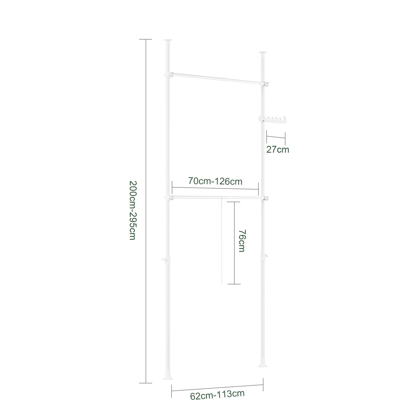 SoBuy | Asta telescopica appendiabiti | Sistema appendiabiti | Sistema di scaffalature | FRG109-II-W