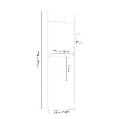 SoBuy | Asta telescopica appendiabiti | Sistema appendiabiti | Sistema di scaffalature | FRG109-II-W