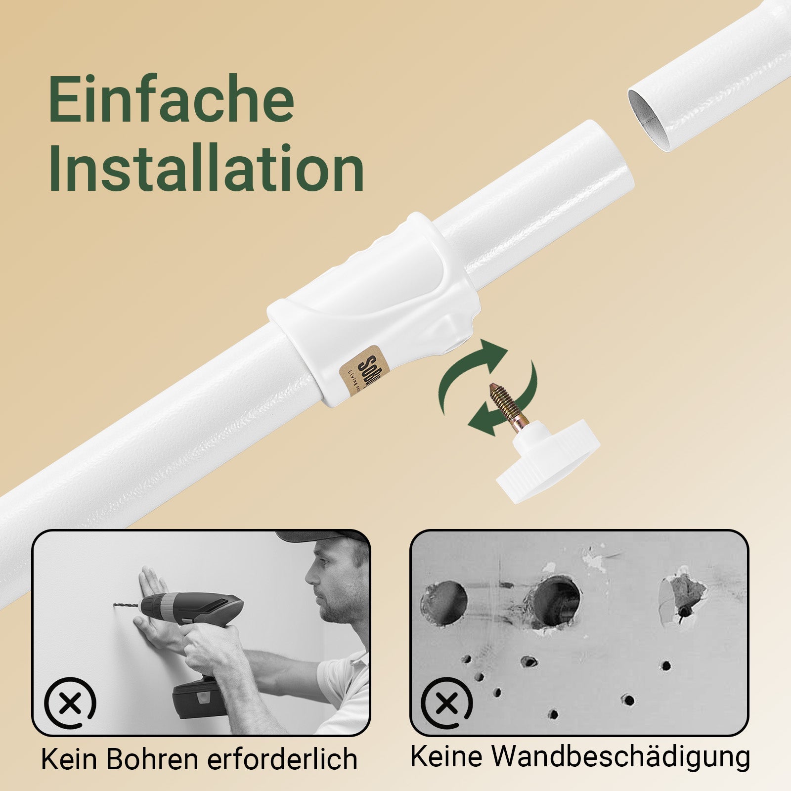 SoBuy | Asta telescopica appendiabiti | Sistema appendiabiti | Sistema di scaffalature | FRG109-II-W