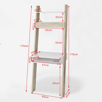 SoBuy | Scaffale Libreria con Scrivania | Scaffale a Muro | Scaffale in Legno | FRG111-WN