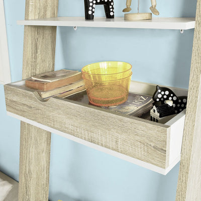 SoBuy | Scaffale Libreria con Scrivania | Scaffale a Muro | Scaffale in Legno | FRG111-WN