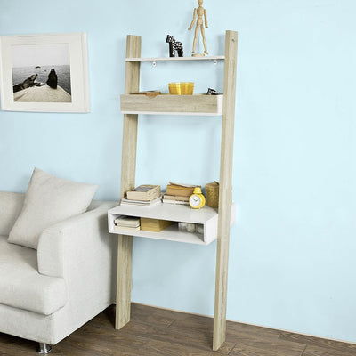 SoBuy | Scaffale Libreria con Scrivania | Scaffale a Muro | Scaffale in Legno | FRG111-WN