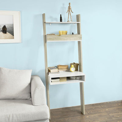 SoBuy | Scaffale Libreria con Scrivania | Scaffale a Muro | Scaffale in Legno | FRG111-WN