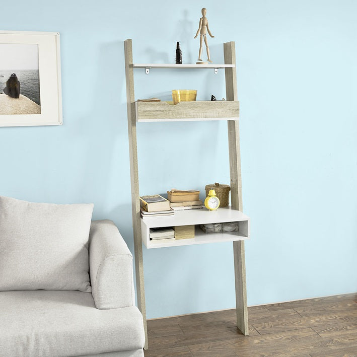 SoBuy | Scaffale Libreria con Scrivania | Scaffale a Muro | Scaffale in Legno | FRG111-WN