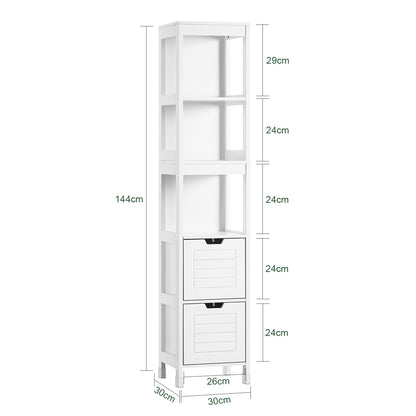 SoBuy | Bad Hochschrank | Badschrank Weiß | Badezimmermöbel Landhaus | FRG126-W