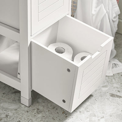 SoBuy | Mobile bagno alto | Armadietto da bagno bianco | Mobile da bagno stile country | FRG126-W