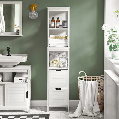 SoBuy | Mobile bagno alto | Armadietto da bagno bianco | Mobile da bagno stile country | FRG126-W