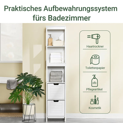 SoBuy | Mobile bagno alto | Armadietto da bagno bianco | Mobile da bagno stile country | FRG126-W