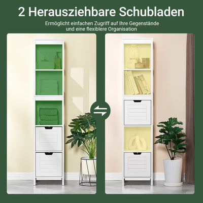 SoBuy | Bad Hochschrank | Badschrank Weiß | Badezimmermöbel Landhaus | FRG126-W