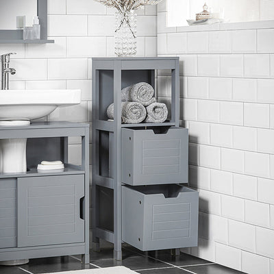 SoBuy | Mobile alto da bagno | Mobile da bagno grigio acciaio | Mobili da bagno stile rustico | FRG127-SG