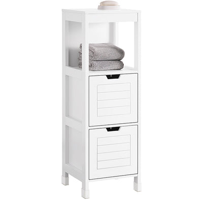SoBuy | Mobile alto da bagno | Armadietto da bagno bianco | Mobili da bagno stile Country | FRG127-W