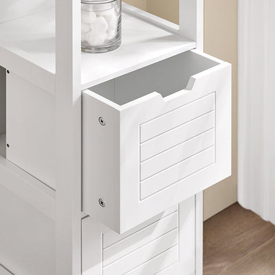 SoBuy | Mobile alto da bagno | Armadietto da bagno bianco | Mobili da bagno stile Country | FRG127-W
