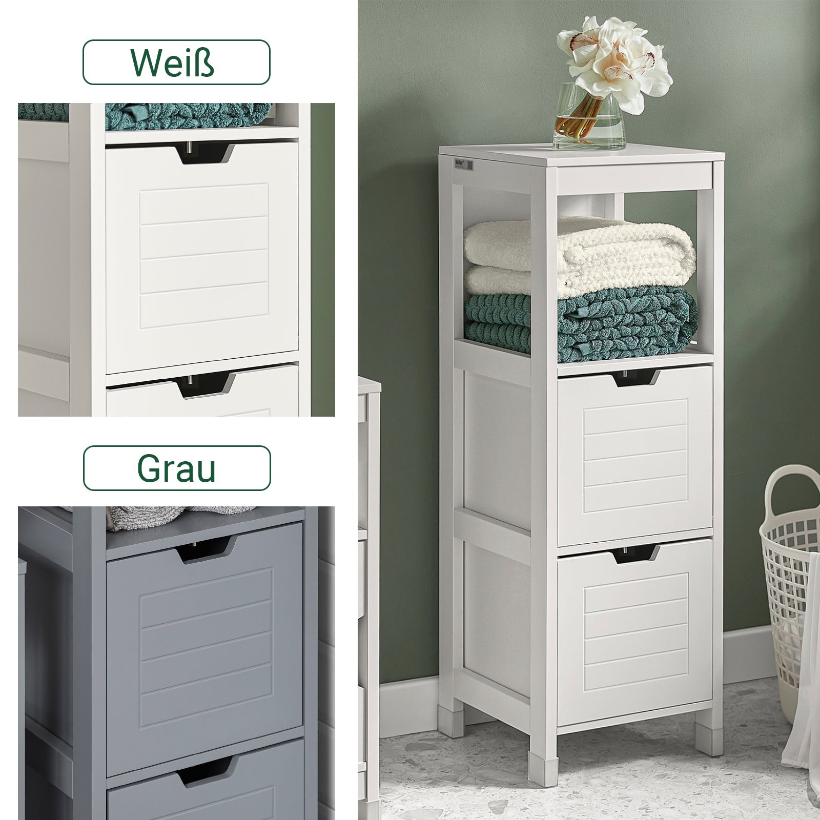SoBuy | Mobile alto da bagno | Armadietto da bagno bianco | Mobili da bagno stile Country | FRG127-W