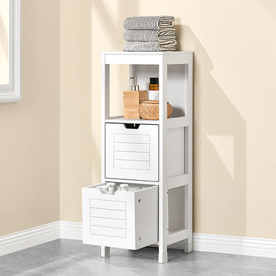 SoBuy | Mobile alto da bagno | Armadietto da bagno bianco | Mobili da bagno stile Country | FRG127-W