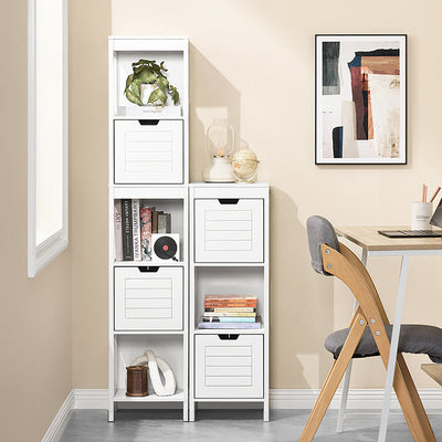 SoBuy | Mobile alto da bagno | Armadietto da bagno bianco | Mobili da bagno stile Country | FRG127-W