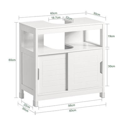 SoBuy | Waschbeckenunterschrank Weiß | Badezimmerschrank | Badmöbel Landhaus | FRG128-II-W