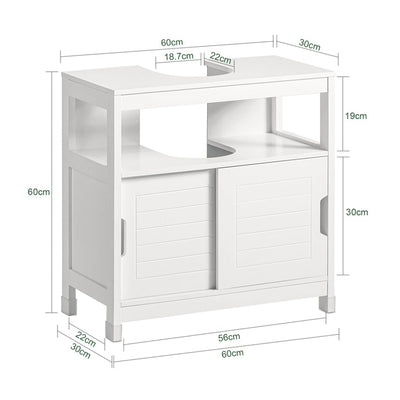 SoBuy | Waschbeckenunterschrank Weiß | Badezimmerschrank | Badmöbel Landhaus | FRG128-II-W